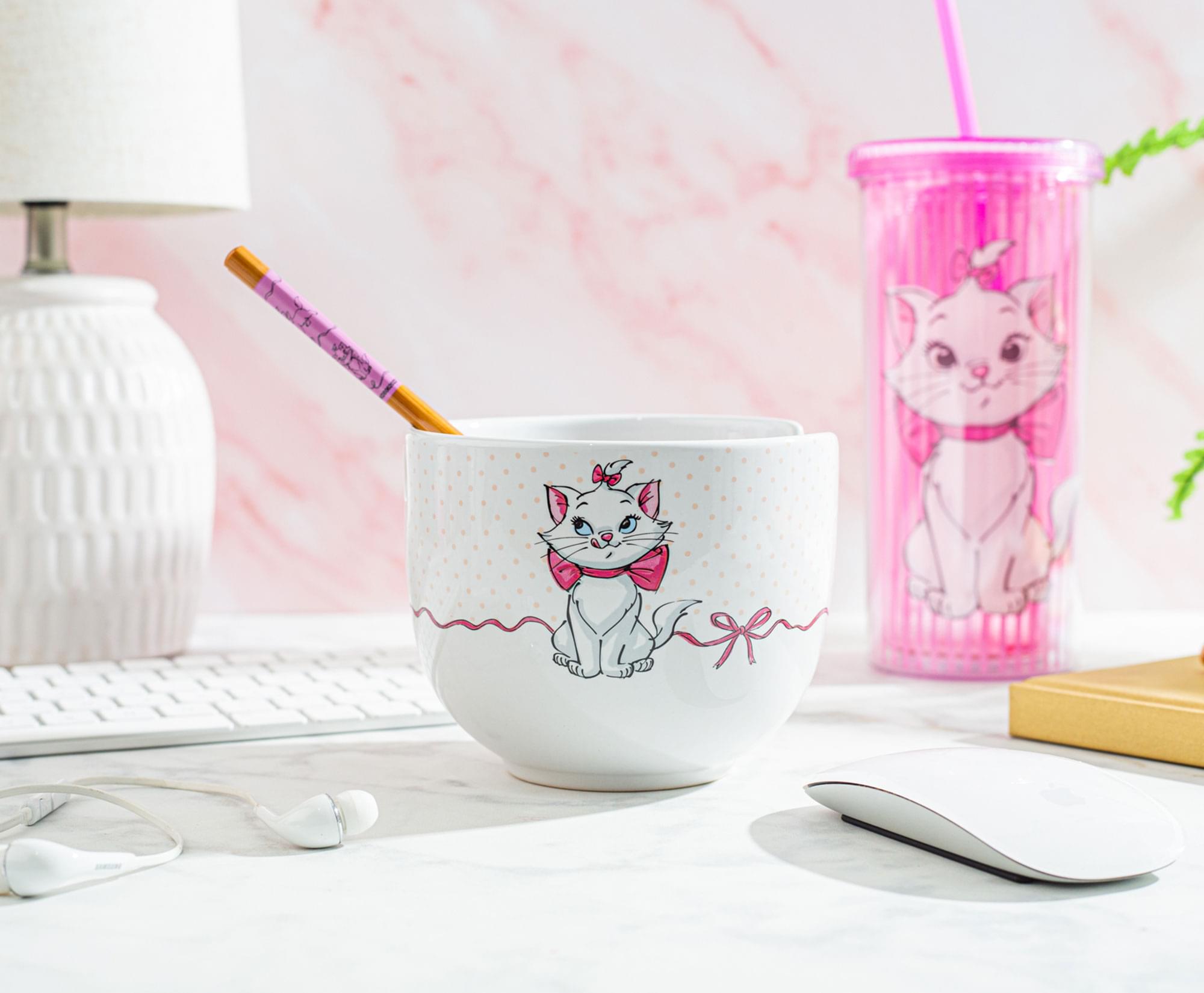 Disney The Aristocats Marie Ceramic Ramen Bowl & Chopstick Set - 20 Ounce
