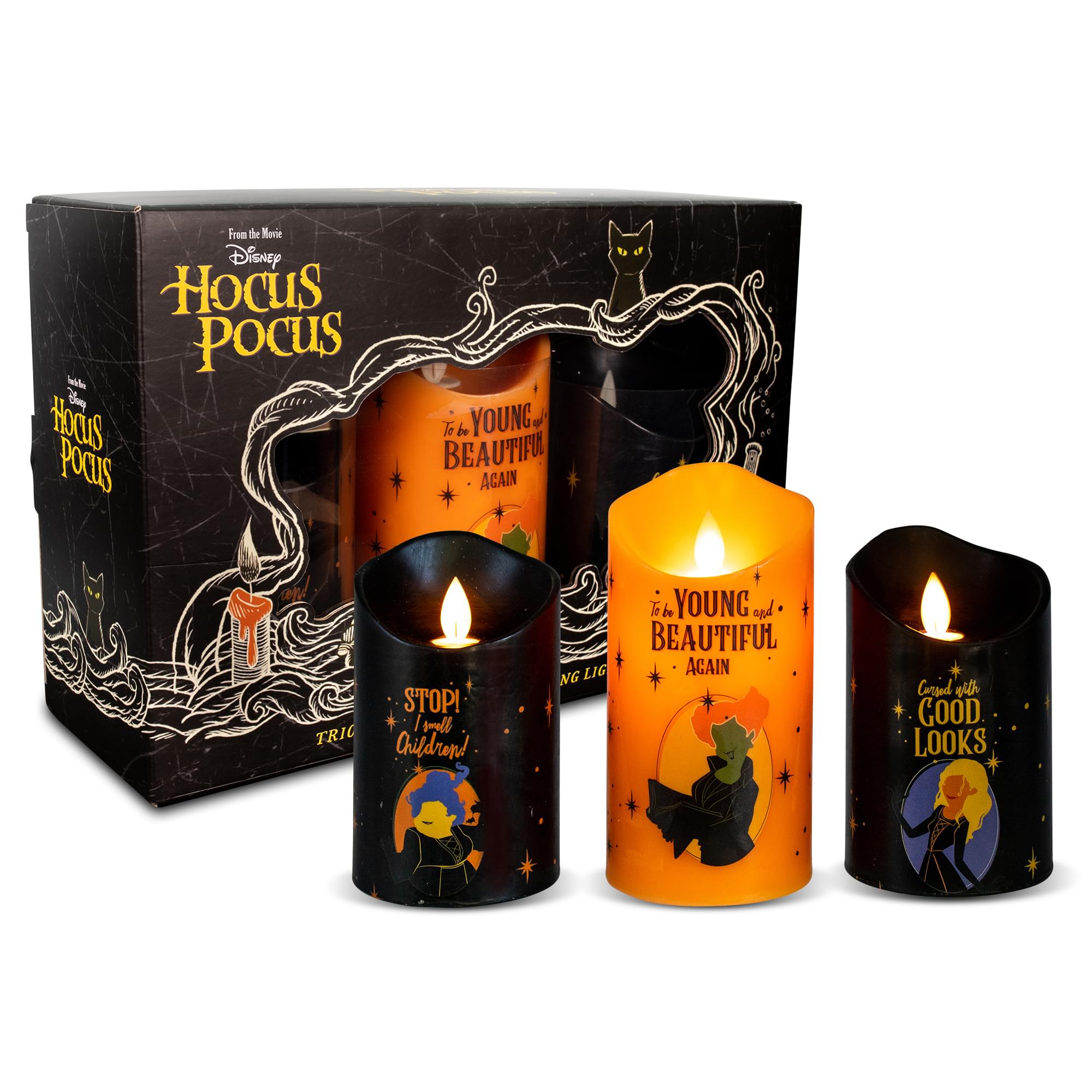Magical Disney Hocus Pocus LED Flickering Candles with Timers - Set of 3
