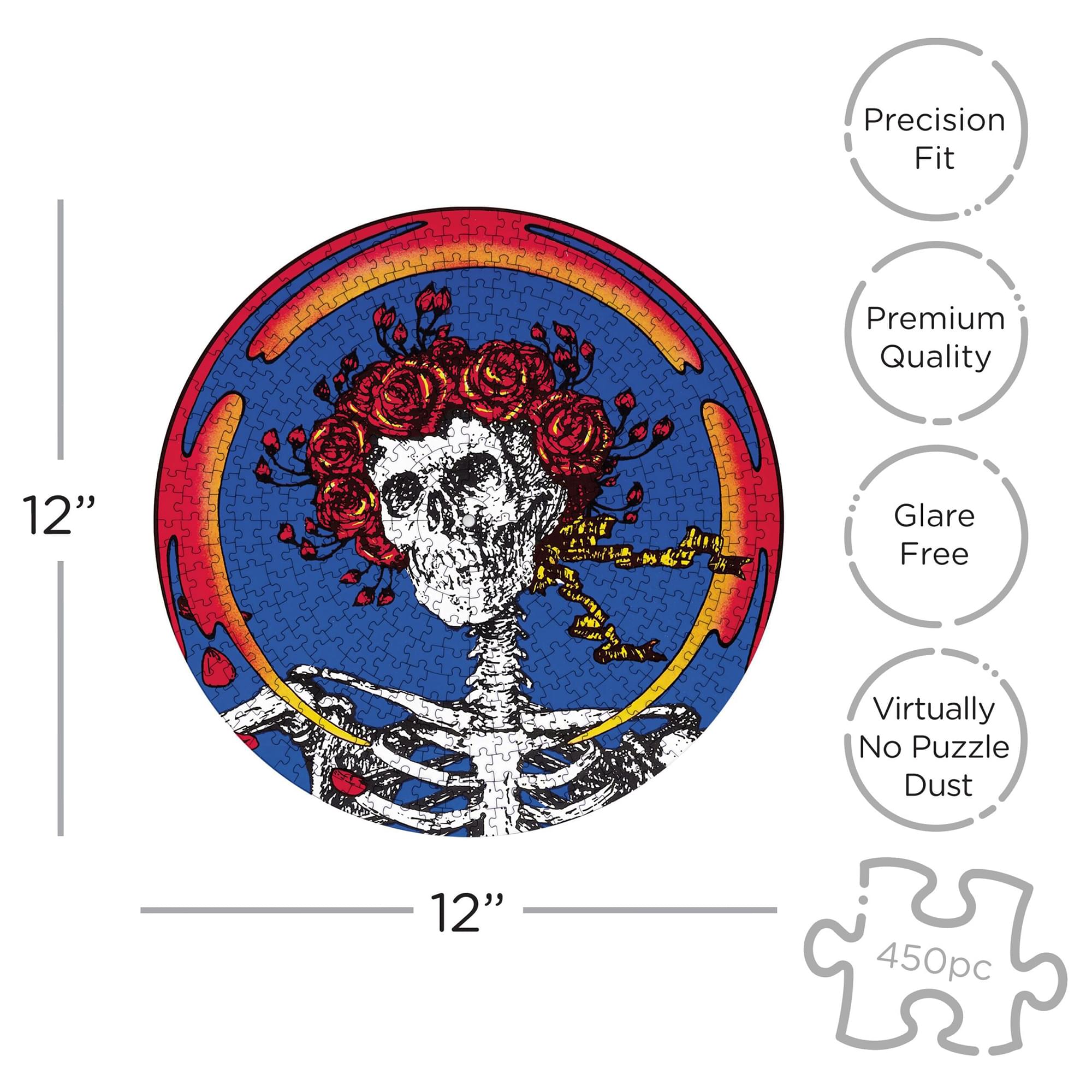 Unleash Your Inner Puzzle Master with the Grateful Dead Skull & Roses 450 Piece Record Disc Jigsaw Puzzle