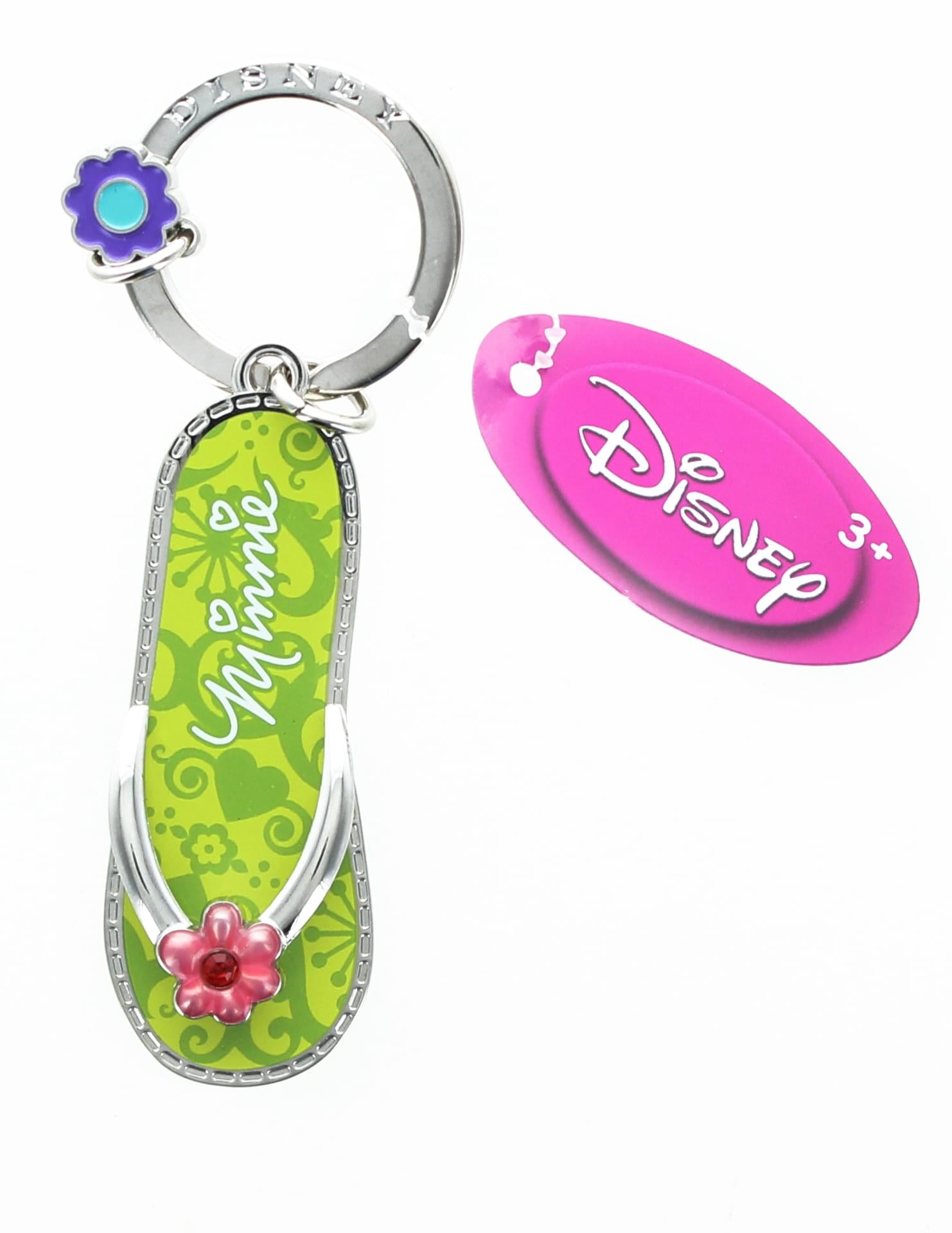 Charming Disney Minnie Mouse Green Flip Flop Pewter Key Ring