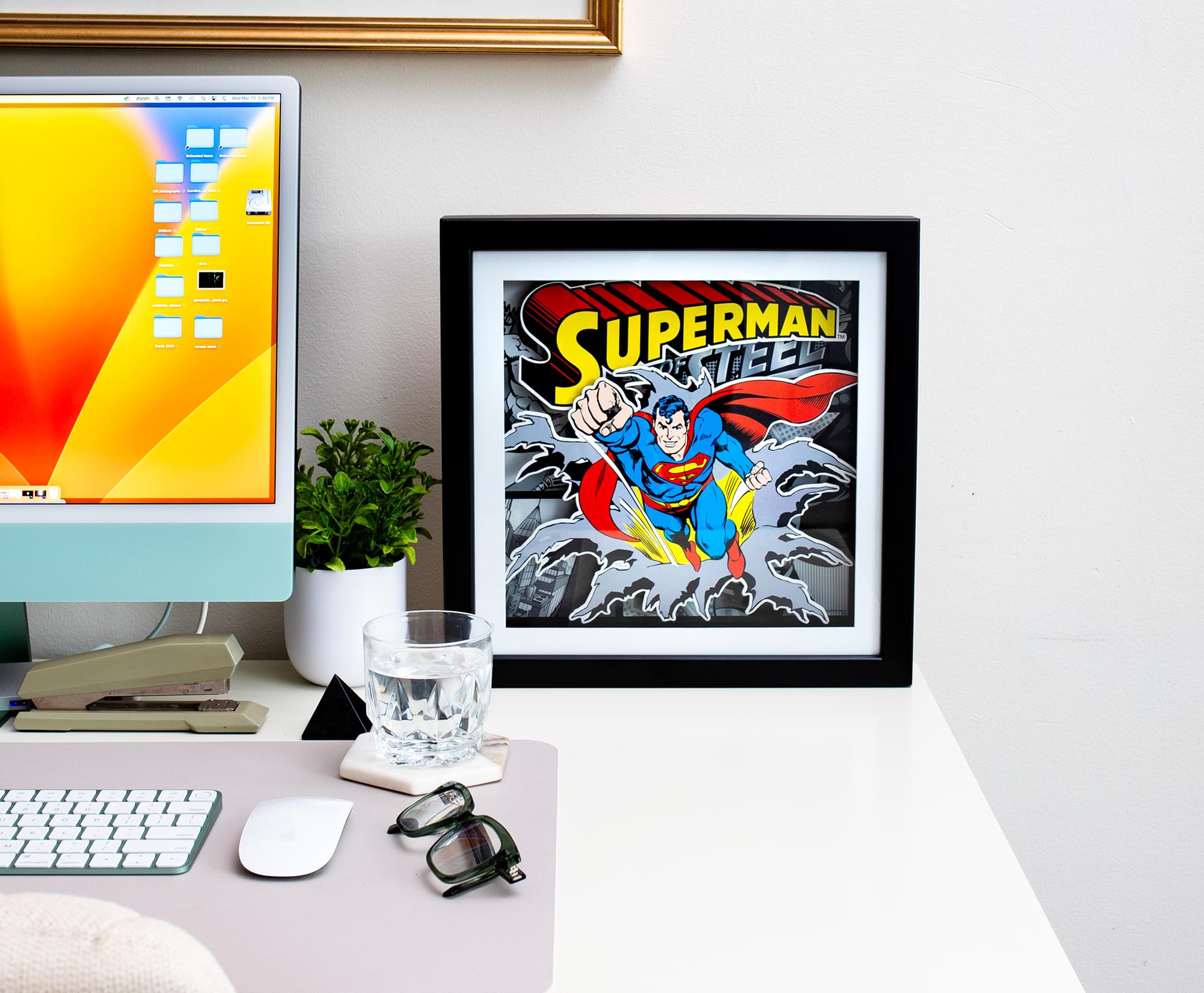 DC Comics Superman Man of Steel 15x15-Inch 3D Shadow Box Wall Art