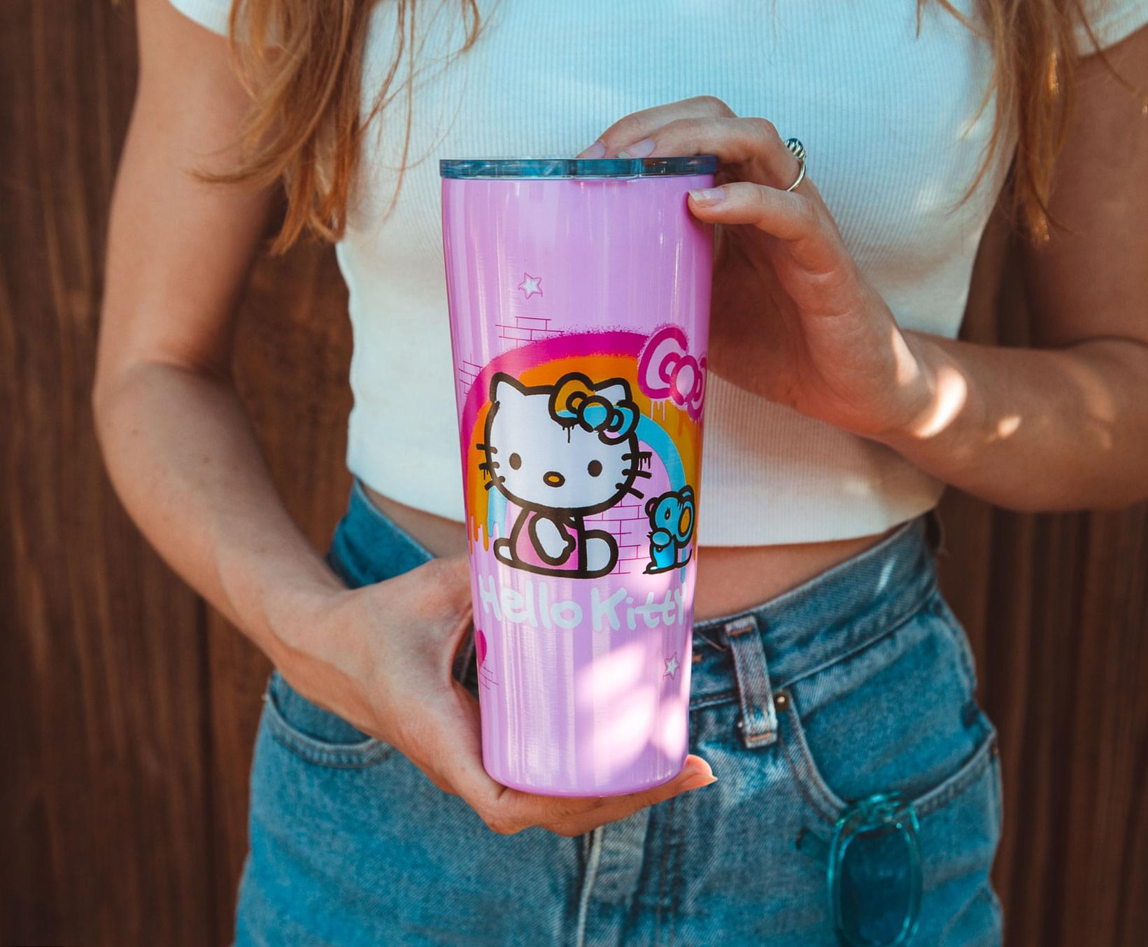 Sanrio's Enchanting Hello Kitty Graffiti Rainbow 22-Ounce Stainless Steel Tumbler