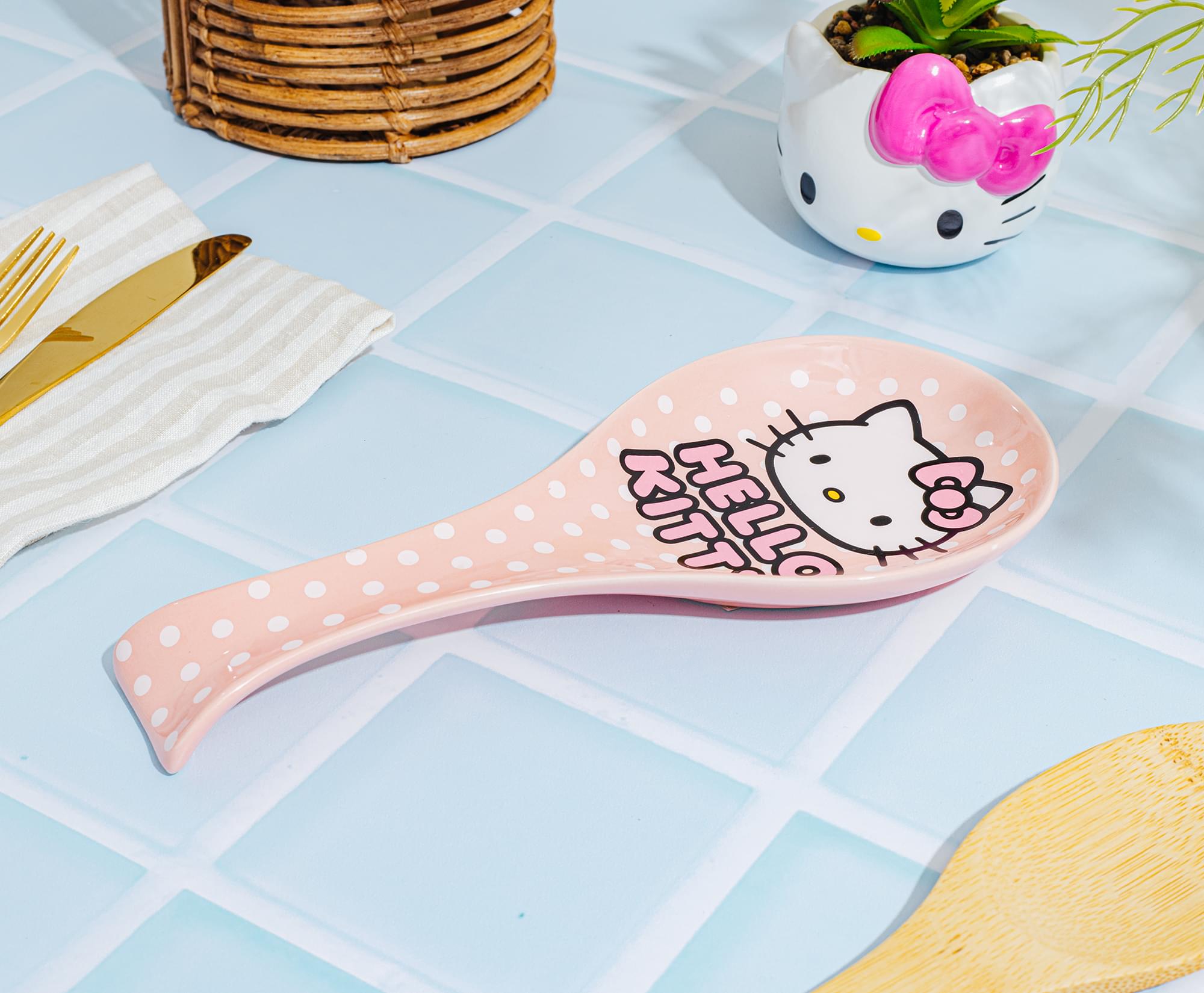 Sanrio Hello Kitty Polka Dots Ceramic Spoon Rest - A Must-Have for Every Kitchen!