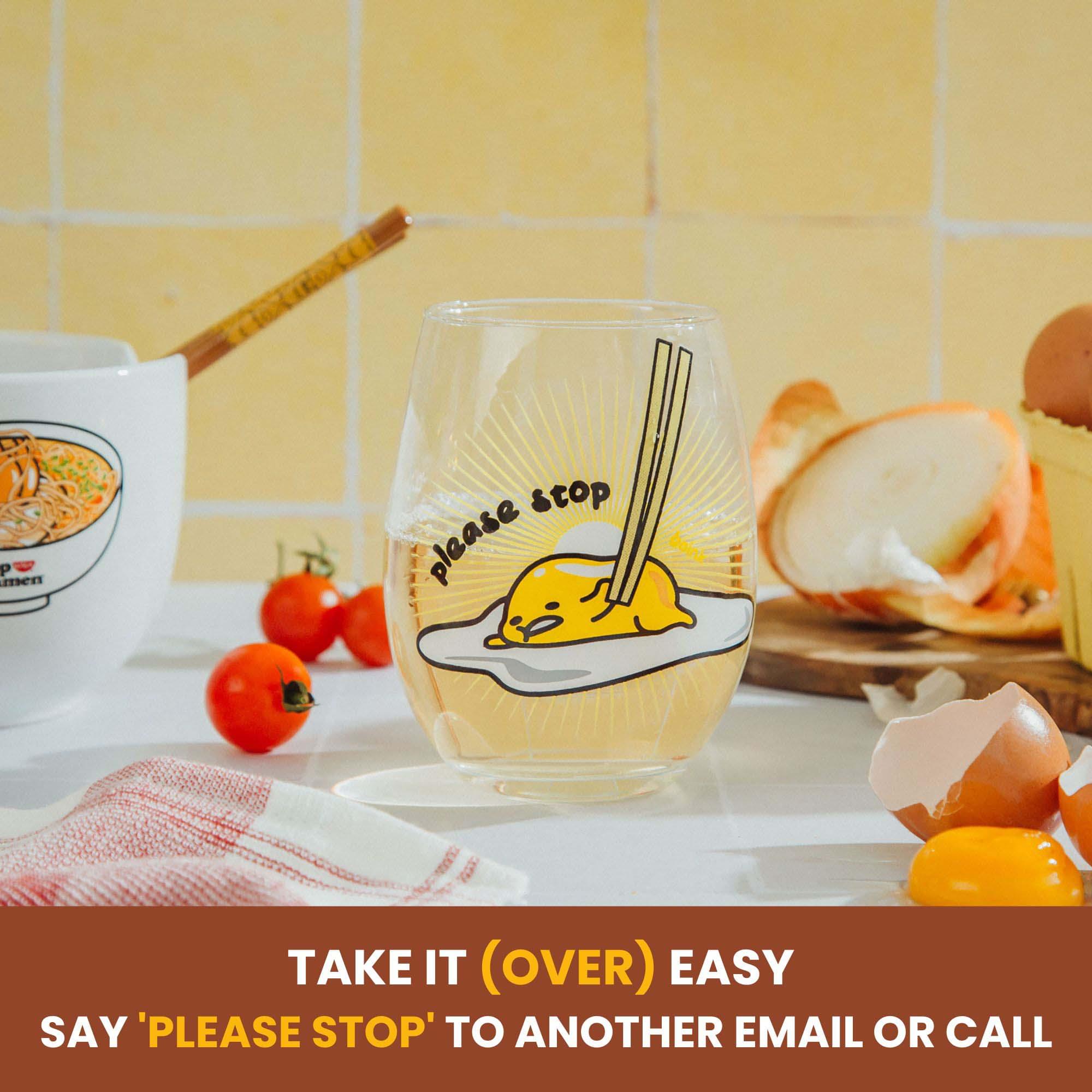 Sanrio Gudetama 20 - Ounce Stemless Wine Glass with Teardrop Design